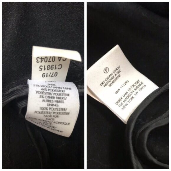 DEREK LAM 10 CROSBY New Minimalist Wool Coat Faux Fur Trim Oversized Pockets XL - Picture 16 of 16